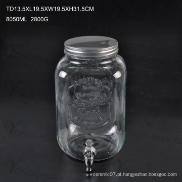 High Qualtiy 10L Glass Juice Bebida Ice Cold Jar com Torneira / Grande Capacidade Glass Mason Jar com Escala